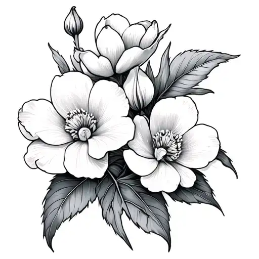cyclamen and peonie flowers tattoo design idea
