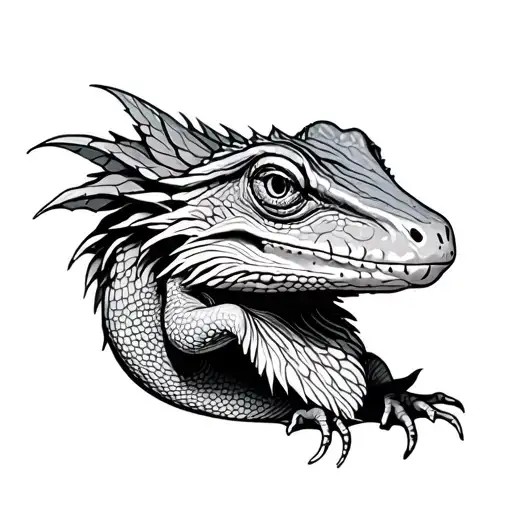 Bearded Dragon doing magic tattoo design idea