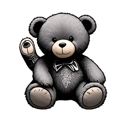 teddy bear sitting tattoo design idea