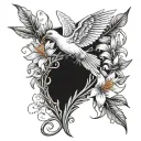 vines with thorns wrapping arm with lily flowers and a dove   tattoo design idea