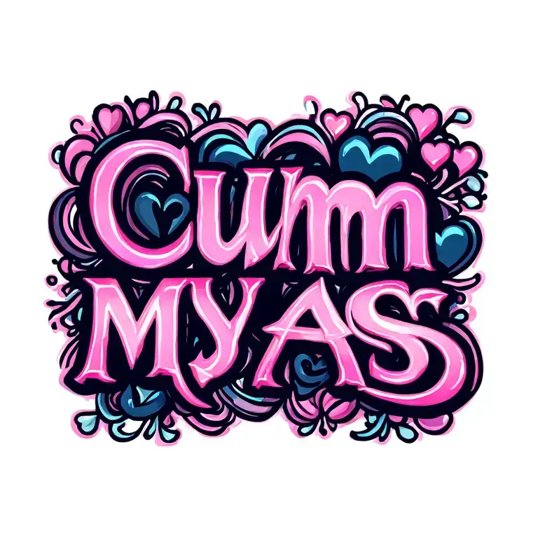 "CUM IN MY ASS" hearts tattoo design idea