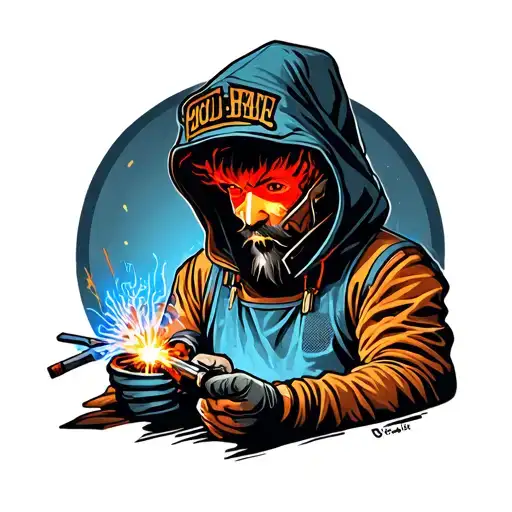 tig welder and hood tattoo design idea