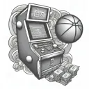 basketball and casino slot machine tattoo design idea