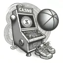 basketball and casino slot machine tattoo design idea