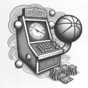 basketball and casino slot machine tattoo design idea