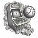 basketball and casino slot machine tattoo design idea