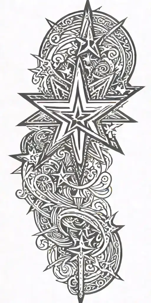 breast cancer star sign tattoo design idea