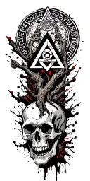 "Lenny Vince" Valknut,Vegvisir, Yggdrasil, Background Rune and skull tattoo design idea