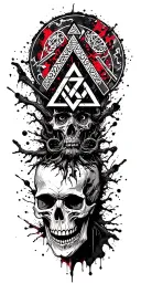 "Lenny Vince" Valknut,Vegvisir, Yggdrasil, Background Rune and skull tattoo design idea