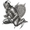 Warrior Kneeling tattoo design idea
