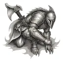 Warrior Kneeling tattoo design idea