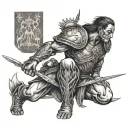 Warrior Kneeling tattoo design idea