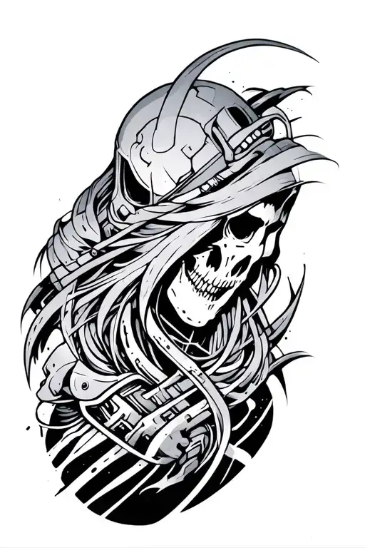 cyber sigilism on bicep sleeve tattoo design idea
