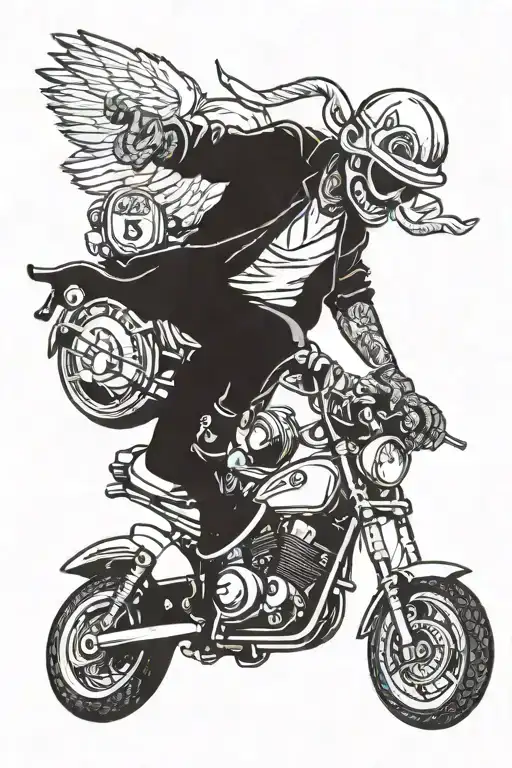Popeyes riding a motorcycle tattoo design idea