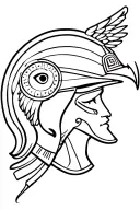 Athena and owl and greek soldier helmet tattoo design idea