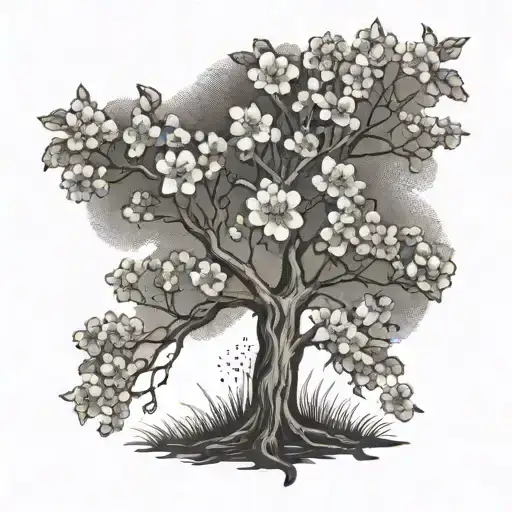 apple tree blossom tree tattoo design idea
