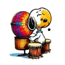 snoopy plays tablas tattoo design idea