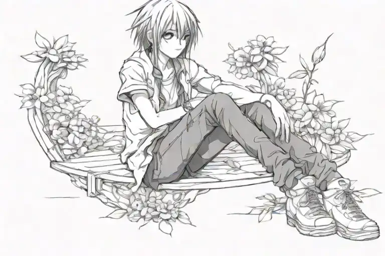 sitting alone tattoo design idea