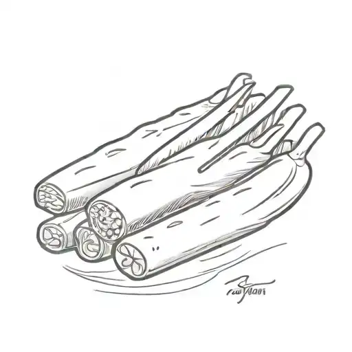 make a tiny tattoo of a pack of belgian fries with 3-4 pieces of Serbian cevapi tattoo design idea