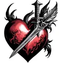 dagger going through heart tattoo design idea