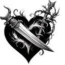 dagger going through heart tattoo design idea