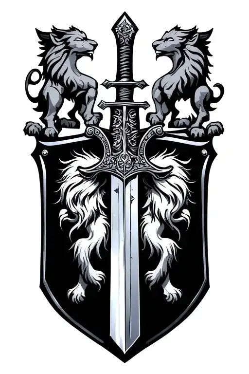 Spartan Sword and shield, lions, vans vidy vici tattoo design idea