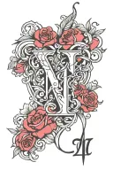 Initial N with heart tattoo design idea