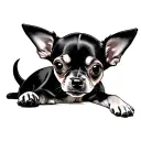 Chihuahua paw called Dobby and date 14.04.2024 tattoo design idea