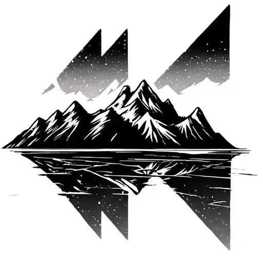 Mountain silhouette with the letter K in it  tattoo design idea