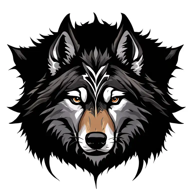 twofaced wolf viking tribal inspired design tattoo design idea
