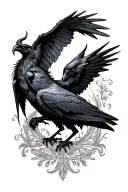 there should be a devil and a crow  tattoo design idea