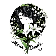 lily of the valley flower going from my bust area to my back sholder with the name "maria Daniela" in script  tattoo design idea