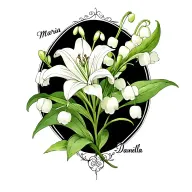 lily of the valley flower going from my bust area to my back sholder with the name "maria Daniela" in script  tattoo design idea
