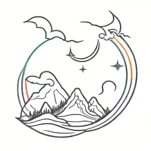 comet throuh nothern lights tattoo design idea