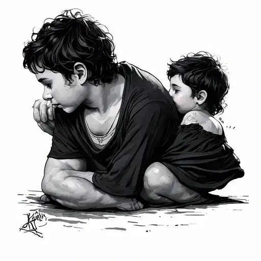 first born son gabriel tattoo design idea