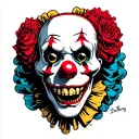 a skeleton clown full body tattoo design idea