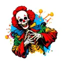a skeleton clown full body tattoo design idea