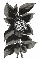 Daisy flower, ladybug perched, Aspen tree silhouette tattoo design idea