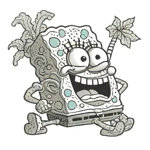 spongebob squarepants smoking weed tattoo design idea