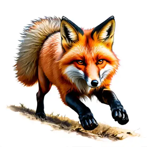 running red fox side on tattoo design idea