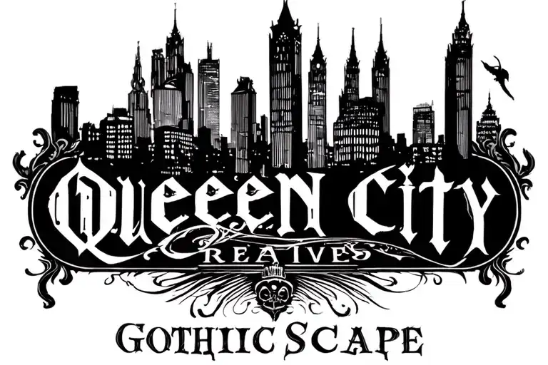 Queen City Creatives logo city scape tattoo design idea