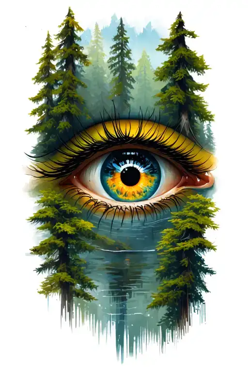 eye of the forest landscape tattoo design idea