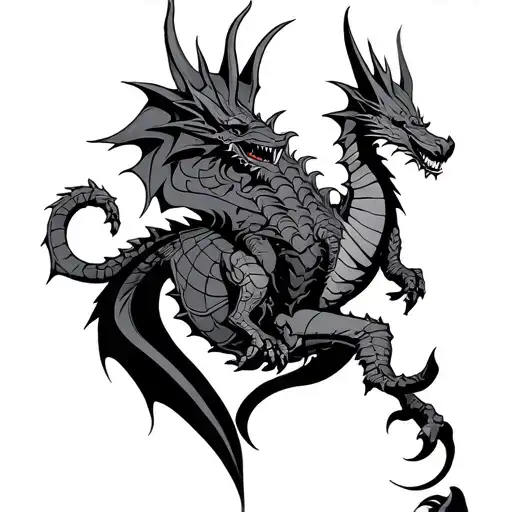Knight Dragon Castle tattoo design idea