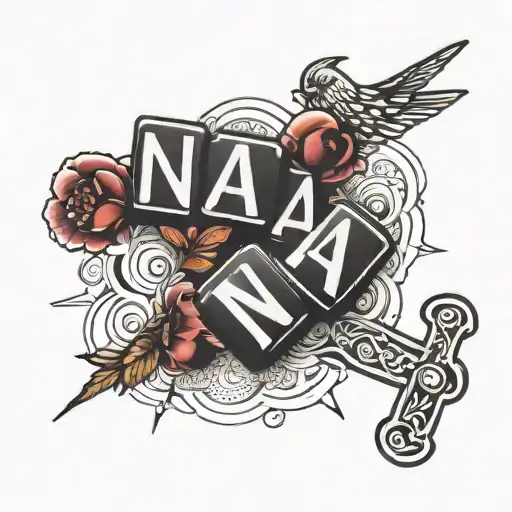 Name Nana and crossword puzzle tattoo design idea