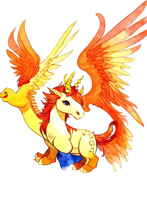 Pegasus baby from Hercules and Mushu Mulan tattoo design idea