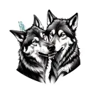 two wolves fighting tattoo design idea