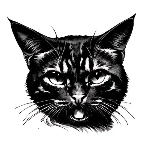 Dead, cat, strawberry, cock tattoo design idea