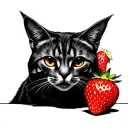 Dead, cat, strawberry, cock tattoo design idea