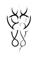 A shared tattoo combining the symbols of Aquarius and Taurus. The tattoo should include only half of each symbol, connec tattoo design idea