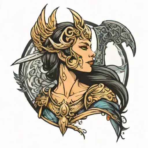 Valkyrie side profile tattoo design idea
